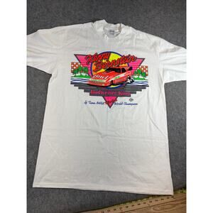 Vintage 90s Kenny Bernstein Budweiser King NHRA Funny Car Shirt Men XL White Tee